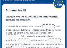 In mitosis, two somatic cells that are __________ are produced. An advantage of reproduction through mitosis is that one parent is needed, and reproduction is __________. Cells created through meiosis are genetically __________ and are used for __________ reproduction. This type of reproduction causes organisms to be __________ adapted to environmental change.