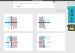 Choose the graph that best models the inequality.  
y < -4x - 2