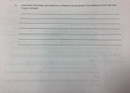 How does Kennedy use rhetoric to advance his purpose? Cite evidence from the text in your answer