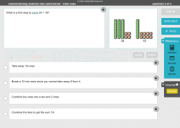 What is a first step to solve 34 + 18?