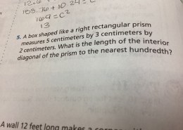 Length of the interior diagonal of the right rectangular prism.