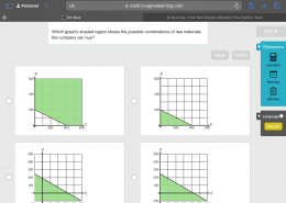 Which graph’s shaded region shows the possible combinations of raw materials the company can buy?