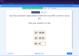 What is the conversion rate of $1 to euros (€) using the given rates?