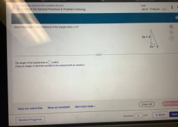 What is the length of the hypotenuse of the triangle when x = 2?