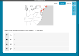 Which number represents the approximate location of the Erie Canal?