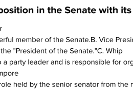 Match each position in the Senate with its description.