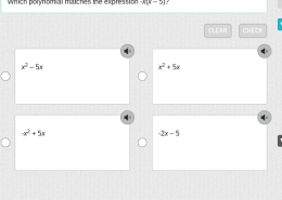 Which polynomial matches the expression -x(x – 5)?