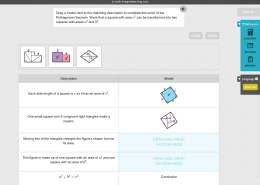 Drag a model next to the matching description to complete this proof of the Pythagorean theorem.