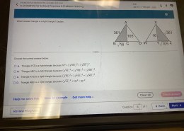 Which shaded triangle is a right triangle? Explain.