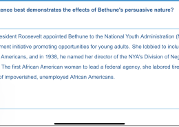 Which sentence best demonstrates the effects of Bethune’s persuasive nature?