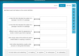 Match each text feature to the correct definition.