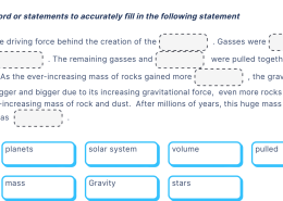 What was the driving force behind the creation of the solar system? Gasses were together by gravity, creating dust. The remaining gasses and were pulled together creating space rocks, and asteroids. As the ever-increasing mass of rocks gained more volume, the gravity became stronger. As the rocks grew bigger and bigger due to its increasing gravitational force, even more rocks and dust were attracted to this ever-increasing mass of rock and dust. After millions of years, this huge mass of rock and dust became to be known as planets. Gravity