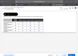 Match the number of triangles formed or the interior angle sum to each regular polygon