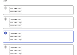 Which of the following code segments can be used to interchange the values of the variables num1 and num2?