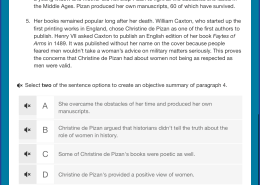 Select two of the sentence options to create an objective summary of paragraph 4.