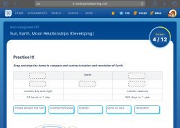 Drag and drop the items to compare and contrast rotation and revolution of Earth