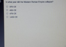 Year of the Collapse of the Western Roman Empire