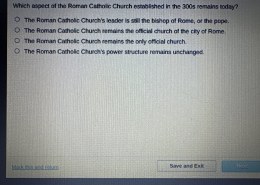 Which aspect of the Roman Catholic Church established in the 300s remains today?