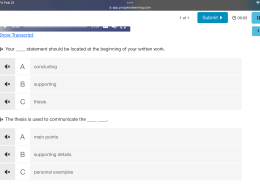 Your ___ statement should be located at the beginning of your written work.  

The thesis is used to communicate the ___ ___.