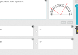 Using the protractor, find the angle measure.