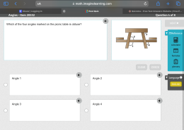 Which of the four angles marked on the picnic table is obtuse? Angle 1 Angle 2 Angle 3 Angle 4
