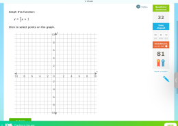 Graph this function:  
y = 3/7 x + 1  
Click to select points on the graph