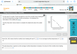 Point (25, 125) means that the monthly home heating bill was $ for an average monthly temperature of °F. The plot shows that, in general, as the average monthly temperature increases, the amount of the monthly home heating bill