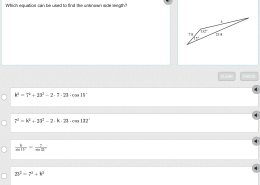 Which equation can be used to find the unknown side length?