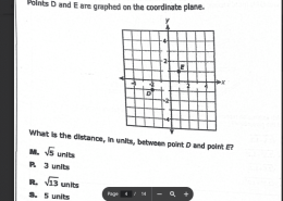 What is the distance, in units, between point D and point E