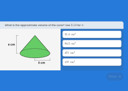 What is the approximate volume of the cone? Use 3.14 for π.